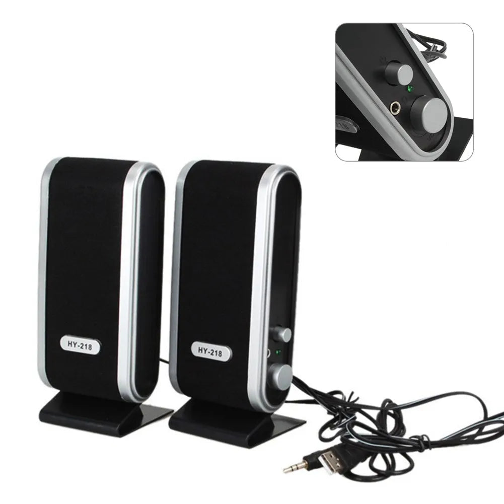 Black USB-powered mini notebook speaker for laptops with portable design