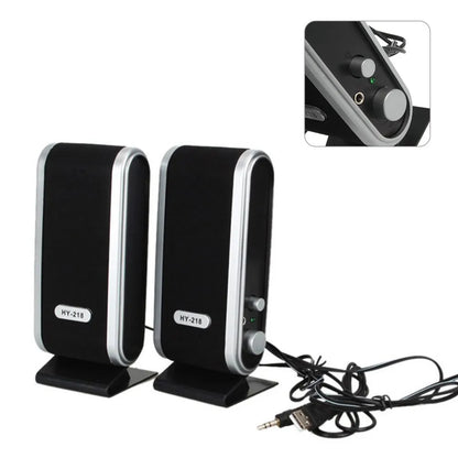 Black USB-powered mini notebook speaker for laptops with portable design