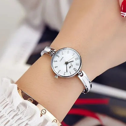 Steel belt fashion watch with Japan quartz movement, 3ATM waterproof, Gold or Silver, 18cm total length