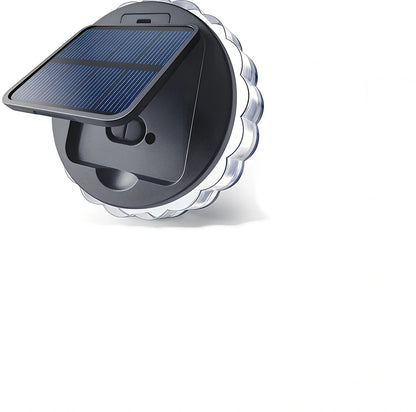Circular solar garden wall light with 9 LED bulbs and intelligent light control for outdoor fencing