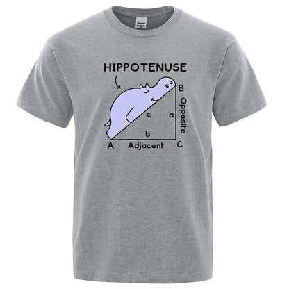 Hippotenuse Opposite Adjacent printed mathematics design on a loose fit cotton T-shirt.
