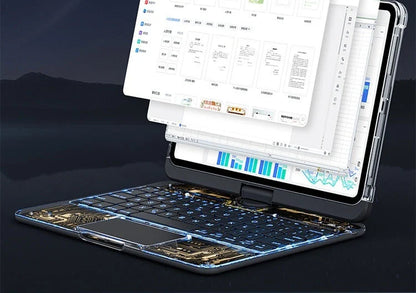Versatile iPad keyboard case with 360-degree swivel rotation, scissor-style keys, and integrated pen slot for enhanced mobile productivity