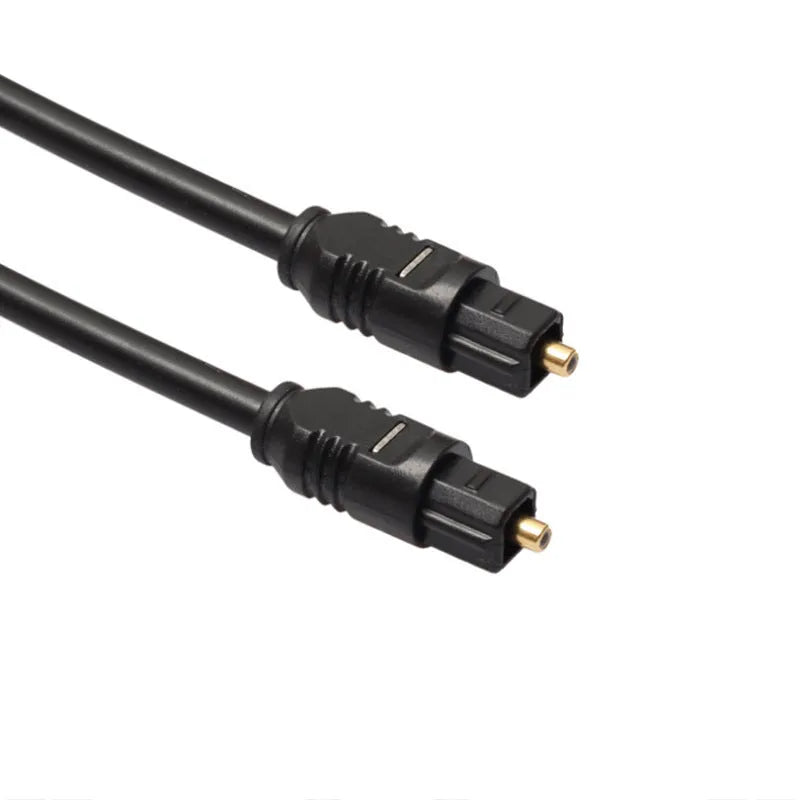 Black 2 metre Toslink digital optical audio cable with square connectors