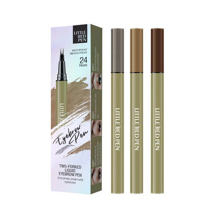Two fork eyebrow pencil with waterproof liquid eyeliner tip in brown and black colours