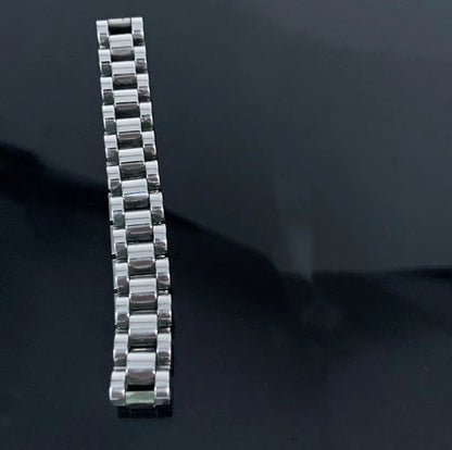 Titanium steel geometric link bracelet for women in gold or steel colour, adjustable 16.5cm to 21cm, 10mm height