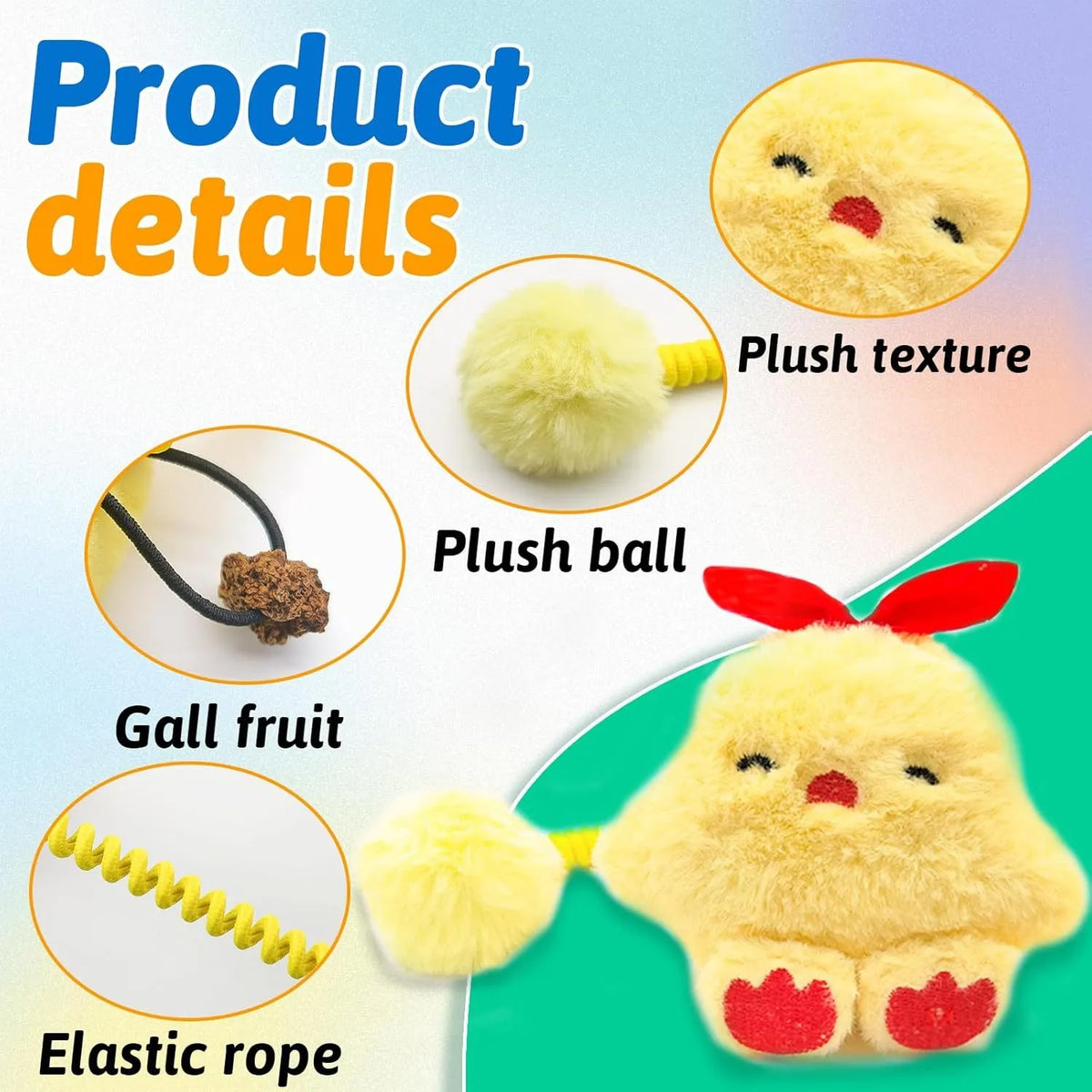 Interactive cat toys with silvervine fruit, spring, fuzzy ball and plush animal designs for kittens