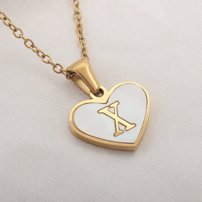 Personalized heart-shaped white shell necklace with adjustable clavicle chain, a stylish and versatile jewelry piece for women
