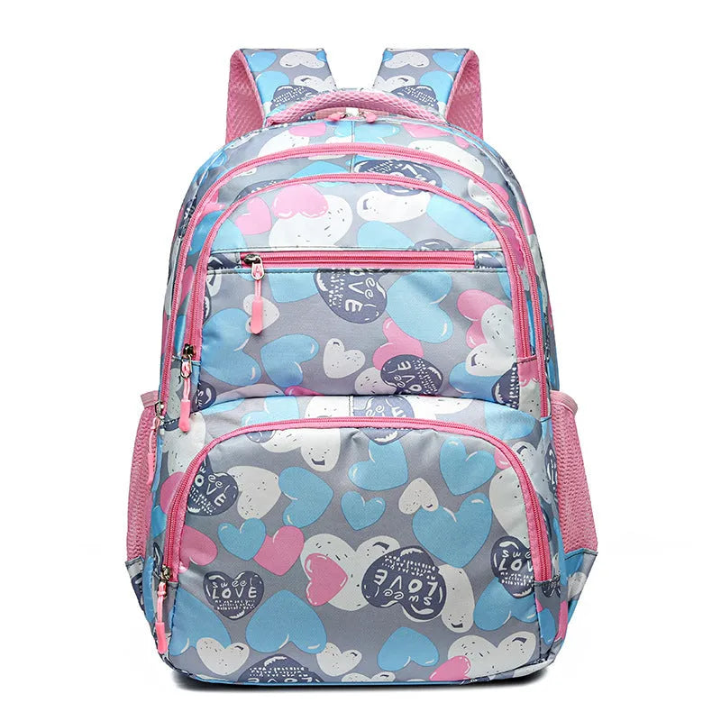 Blue student backpack with air pillow shoulder straps and Oxford cloth exterior