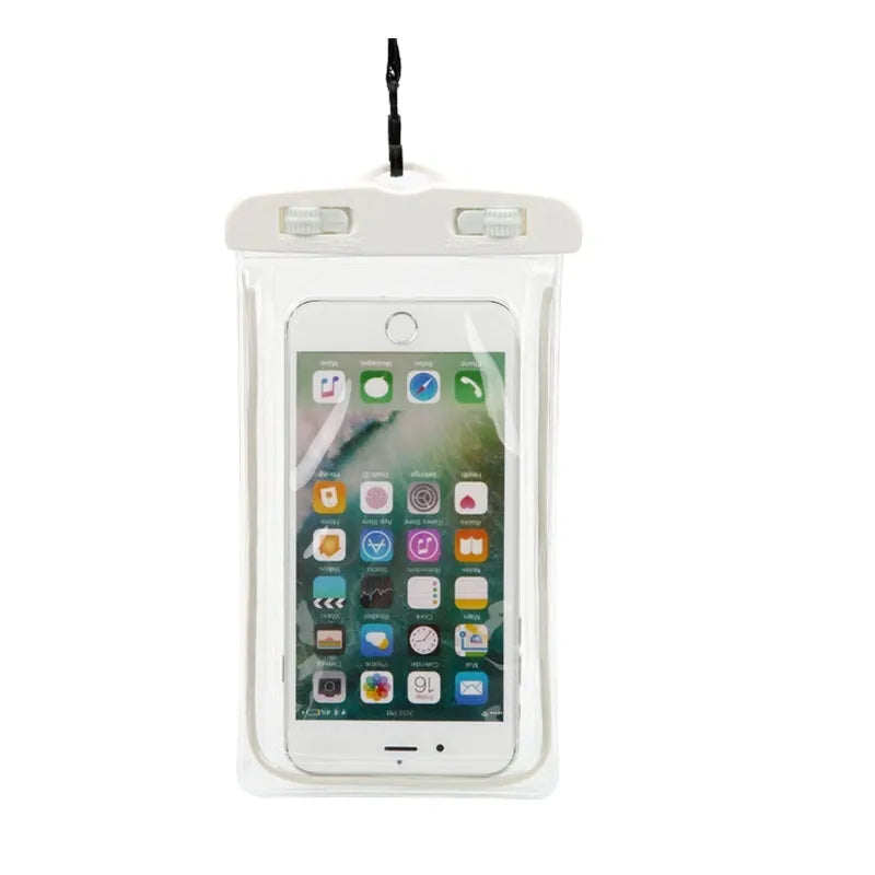 Transparent waterproof PVC phone case with luminous properties for outdoor sports protection