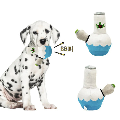 Kettle-shaped plush dog toy with sound feature, 24cm length bite-resistant pet toy