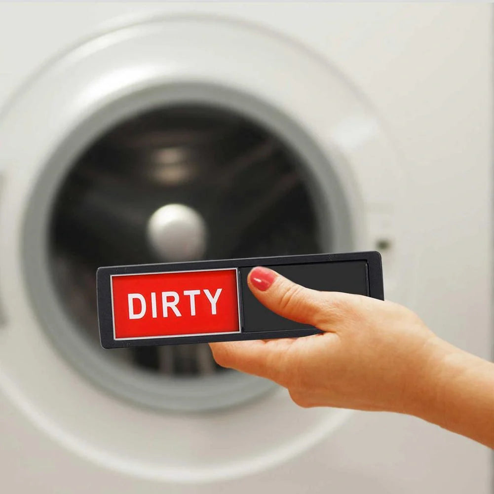 Dishwasher status label with clean and dirty indicators, magnetic and adhesive options
