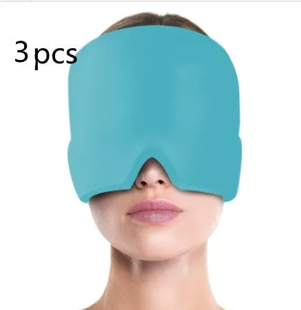 Ice Compress Headache Relief Hat in black and pink, offering 360-degree cold therapy for migraines and stress