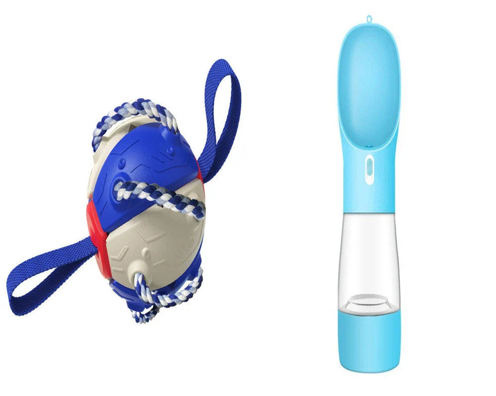 Versatile Frisbee-style dog toy with a unique shape-shifting design that transforms from a sphere to a flat Frisbee mid-flight, providing endless entertainment and exercise for your furry friend.