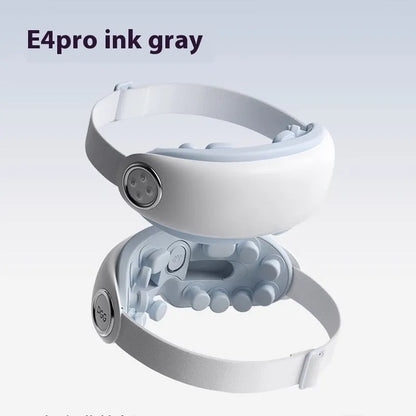 Bluetooth hot compress and steam moisturising eye massager device in purplish grey, green, or ink grey colour