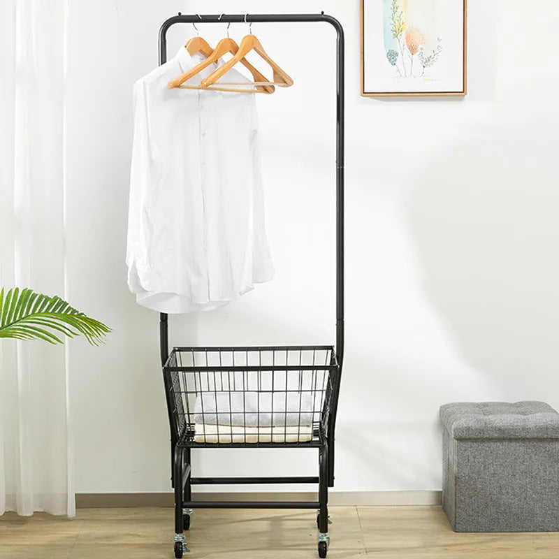 Single Rod Pulley Storage Car: A Mobile Wardrobe Solution with a 40kg Load Capacity and 360-Degree Swivel Wheels for Flexible Clothes Organisation