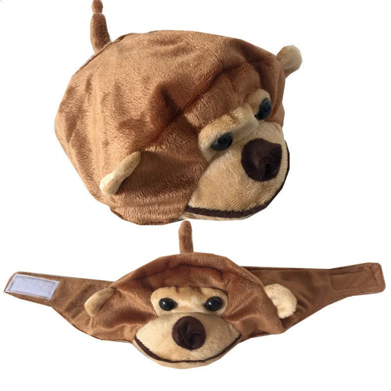 Monkey Cartoon Design Dog Hat for pets in brown, sizes S, M, L