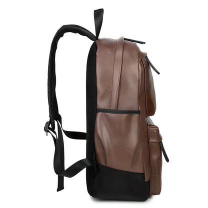 Black men's waterproof travel backpack showing computer pocket and double shoulder straps