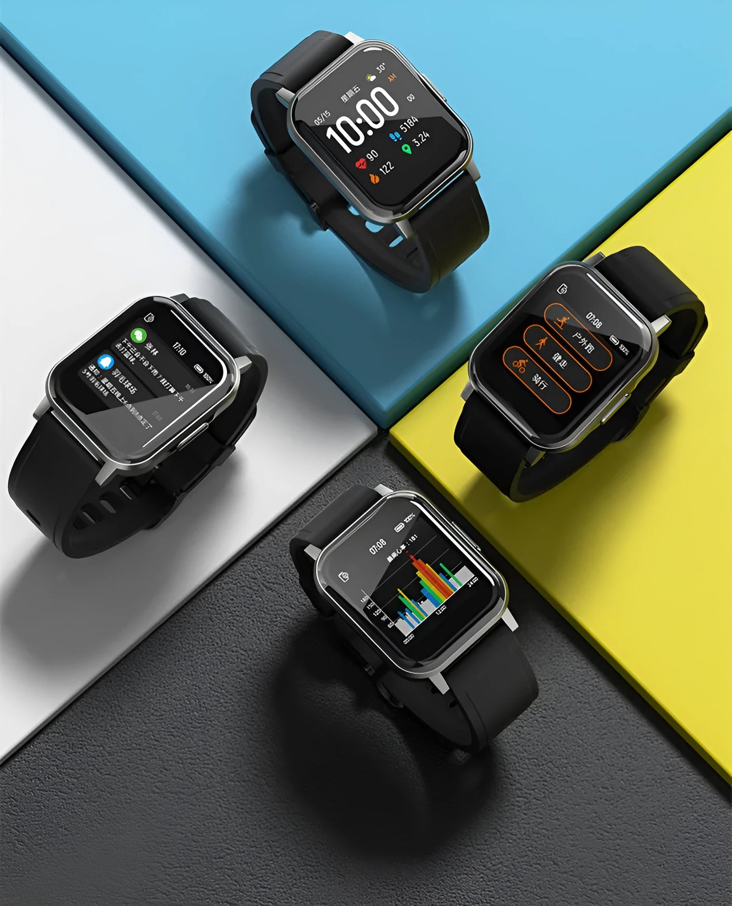 Black waterproof smart fitness bracelet with a 1.4-inch screen on a silicone wrist strap.