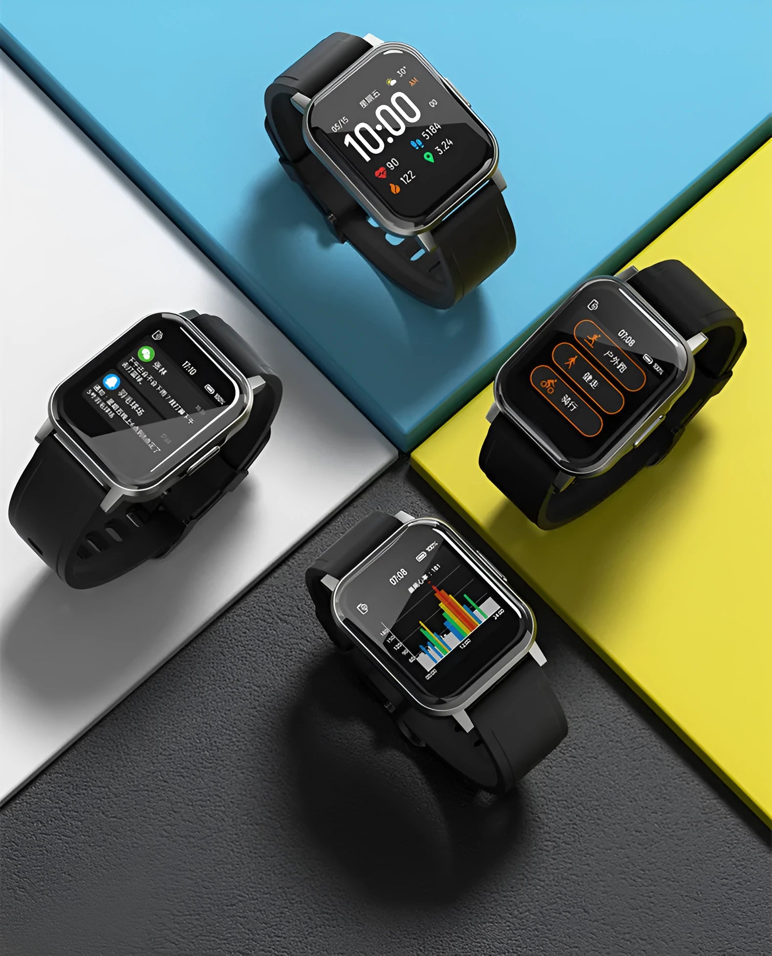 Black waterproof smart fitness bracelet with a 1.4-inch screen on a silicone wrist strap.