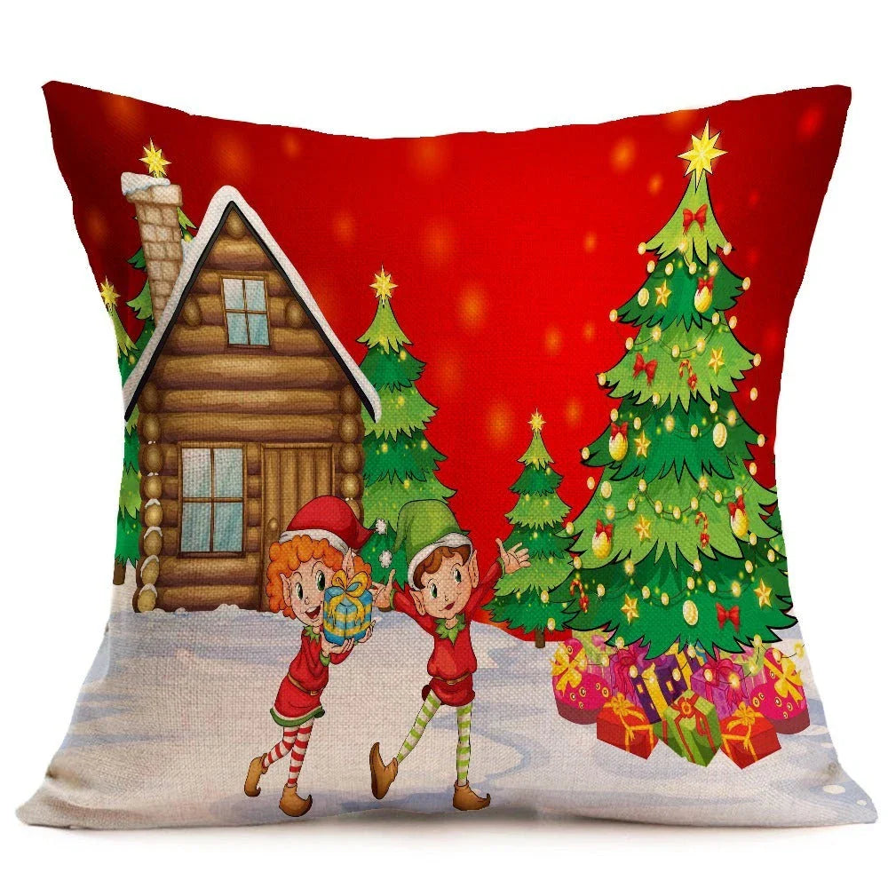 Festive Christmas throw pillow cover in various styles, made from high-quality PP cotton fabric for couch, car, or home decor