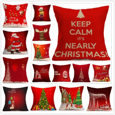 Festive Christmas throw pillow cover in various styles, made from high-quality PP cotton fabric for couch, car, or home decor