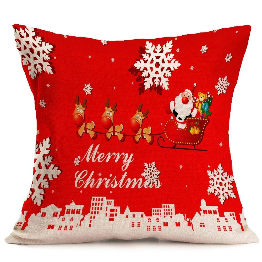 Festive Christmas throw pillow cover in various styles, made from high-quality PP cotton fabric for couch, car, or home decor