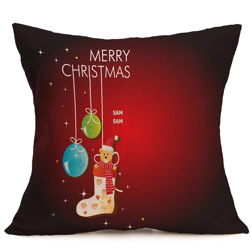 Festive Christmas throw pillow cover in various styles, made from high-quality PP cotton fabric for couch, car, or home decor