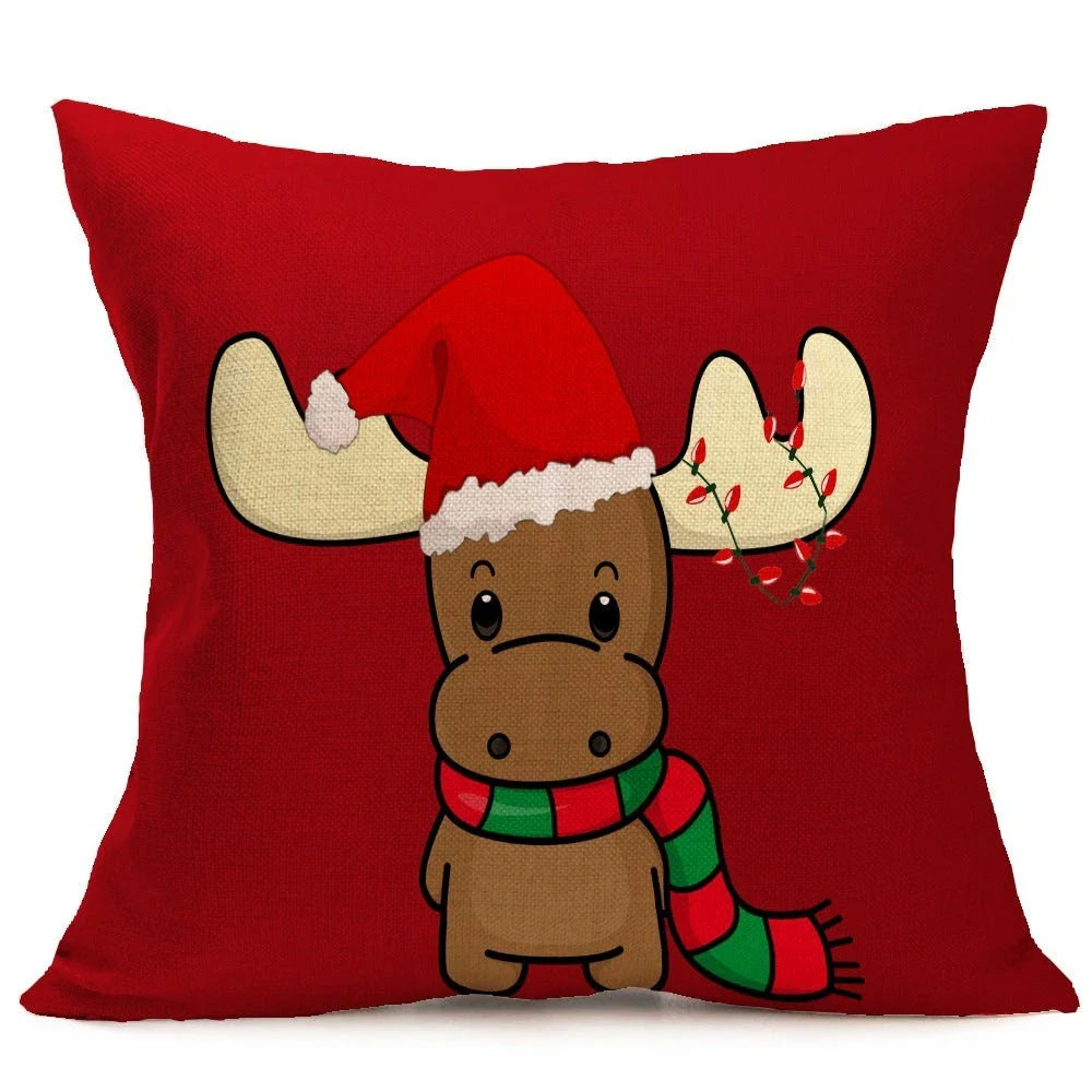 Festive Christmas throw pillow cover in various styles, made from high-quality PP cotton fabric for couch, car, or home decor