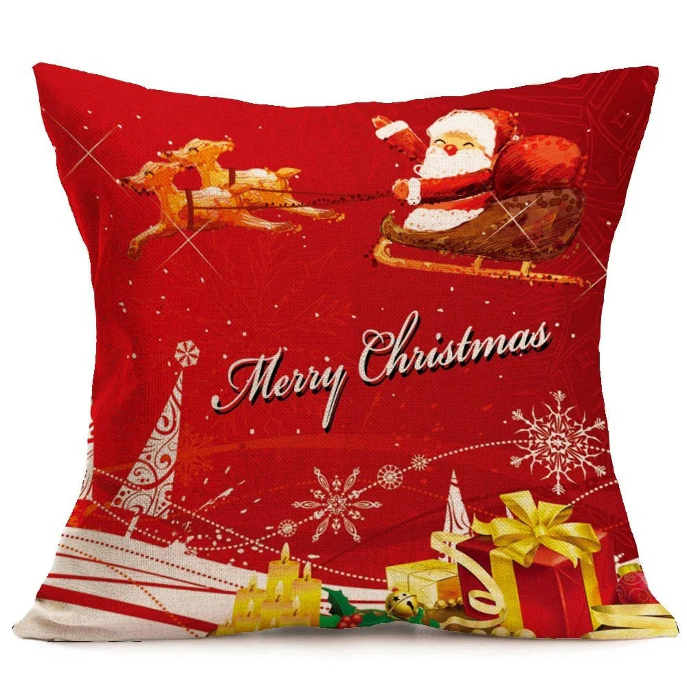 Festive Christmas throw pillow cover in various styles, made from high-quality PP cotton fabric for couch, car, or home decor