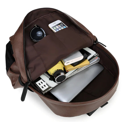 Black men's waterproof travel backpack showing computer pocket and double shoulder straps