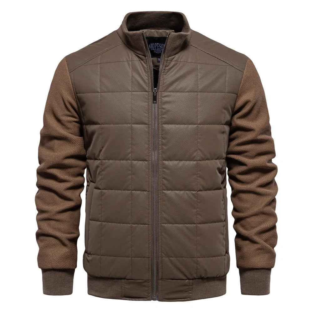 Men's Winter Stand Collar Stitched Zipper Jacket in various colours