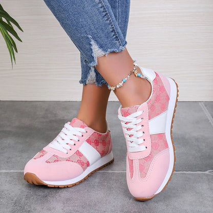 Women's oversized casual lace-up shoes in khaki with cross strap detail and round toe