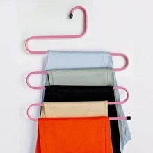 Adjustable 5-Tier Pants Rack in stainless steel with non-slip coating for space-saving closet organization