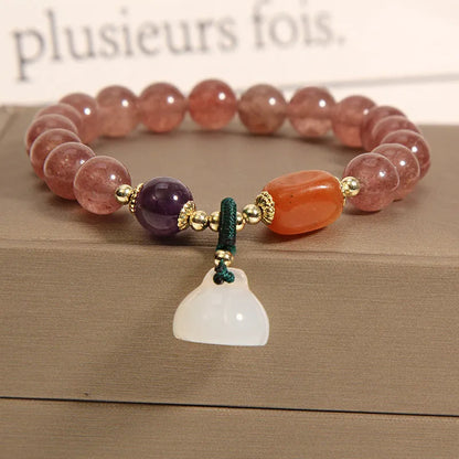 Korean-style multi-layer crystal bracelet for women with natural garnet and various gemstone pendants