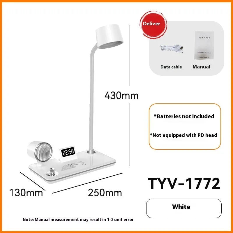 Intelligent wireless charging lamp with digital display time showing white or black colour options