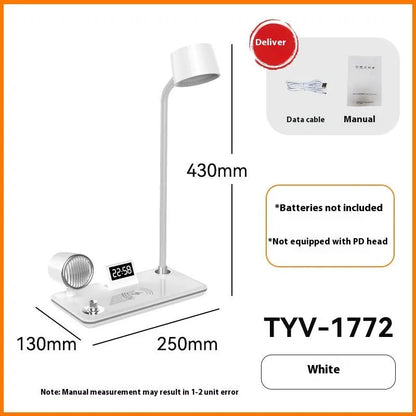 Intelligent wireless charging lamp with digital display time showing white or black colour options