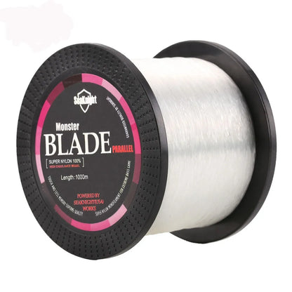 Seaknight 1000 M nylon fishing line spool in one of five colours: white, green, blue, yellow, or black.
