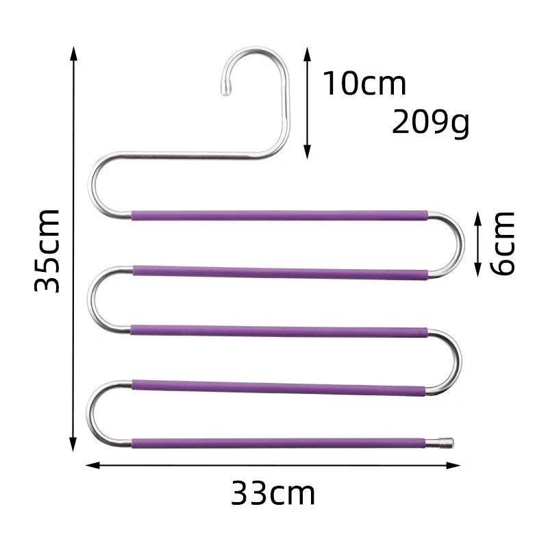 Adjustable 5-Tier Pants Rack in stainless steel with non-slip coating for space-saving closet organization