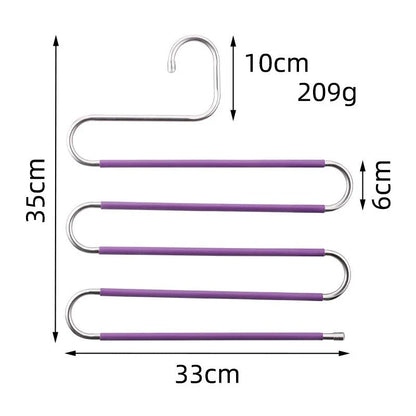 Adjustable 5-Tier Pants Rack in stainless steel with non-slip coating for space-saving closet organization