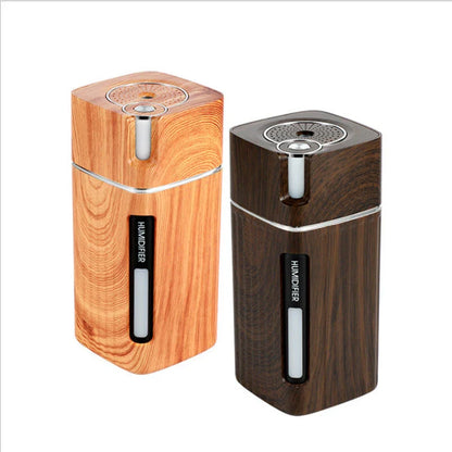 Elegant wood grain ultrasonic air humidifier with aroma diffuser, creating a soothing and relaxing atmosphere in the home