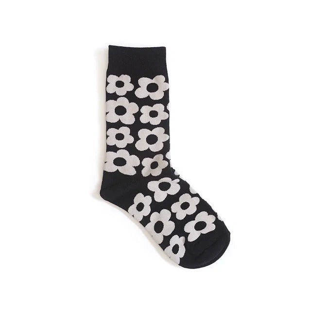 Charming floral cotton socks in various colours, perfect for fashionable UK women