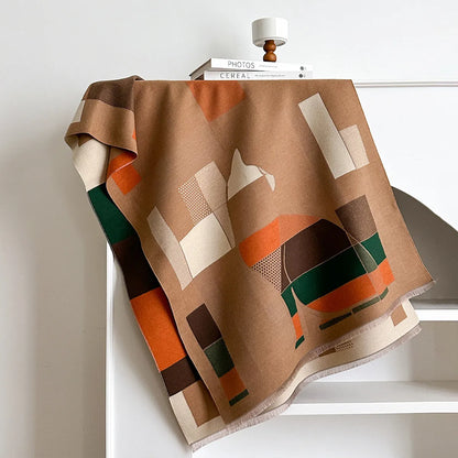 Mid-length 185cm polyester imitation cashmere scarf in eight autumn colours