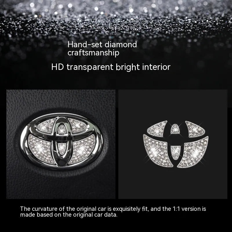 Zinc alloy diamond decorative sticker for Toyota car steering wheel centre
