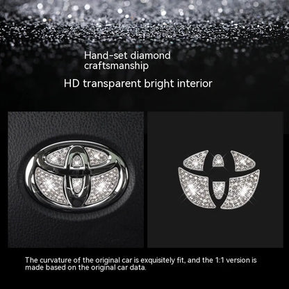 Zinc alloy diamond decorative sticker for Toyota car steering wheel centre
