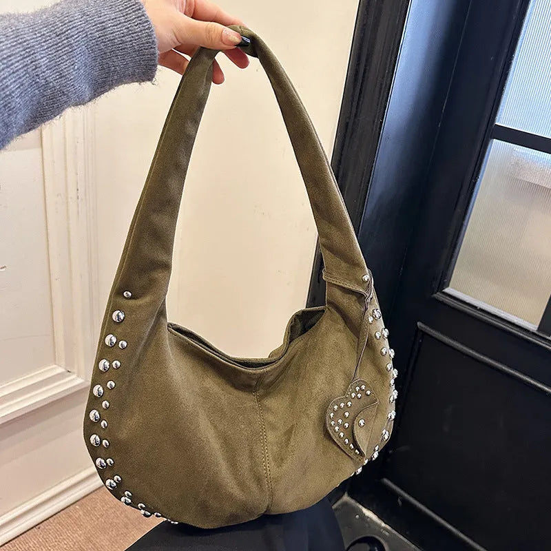 Soft plush women's tote handbag in retro style, shown in available colours