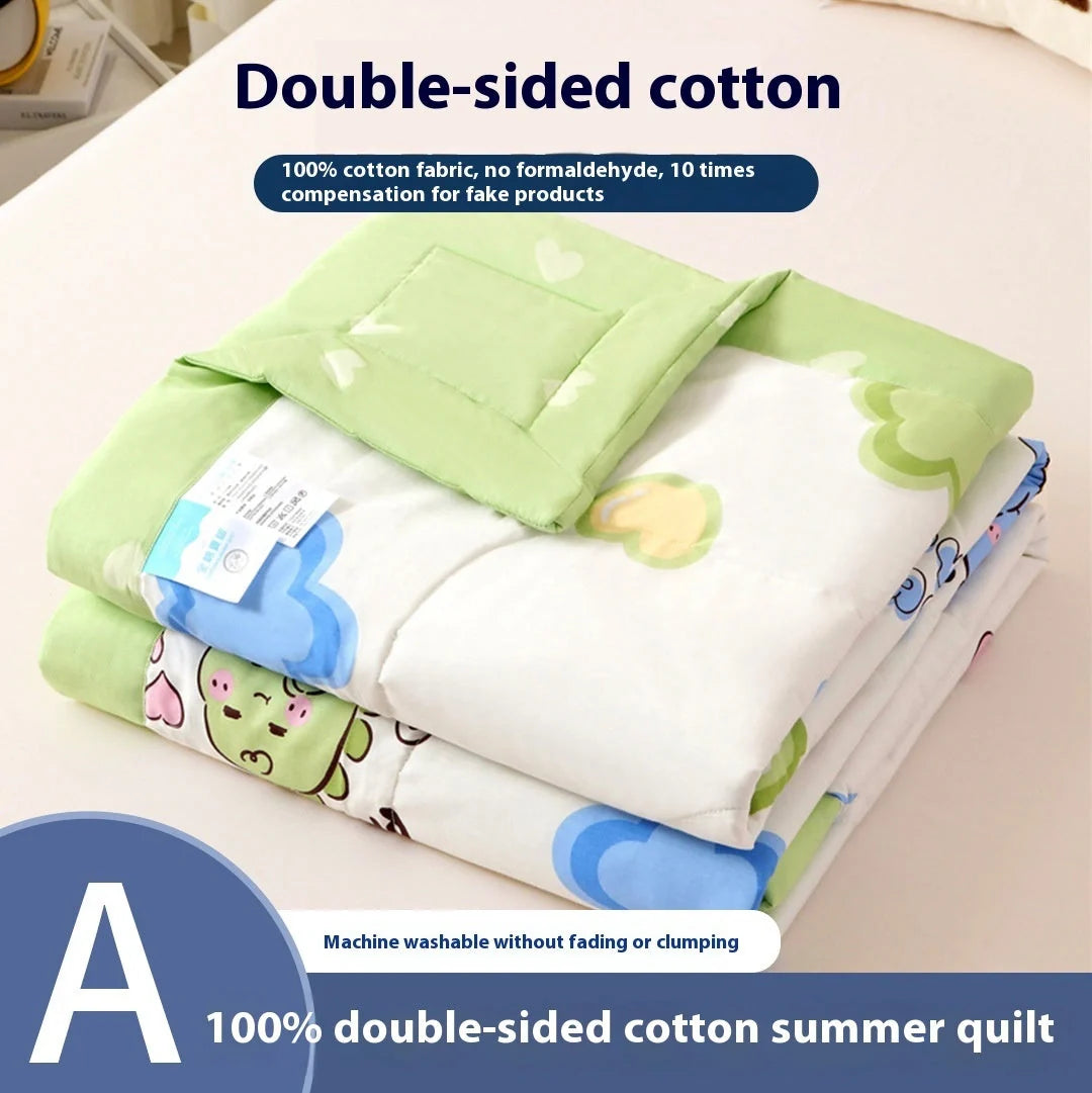 Double-sided cotton summer blanket with vibrant patterns