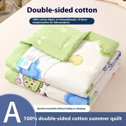 Double-sided cotton summer blanket with vibrant patterns