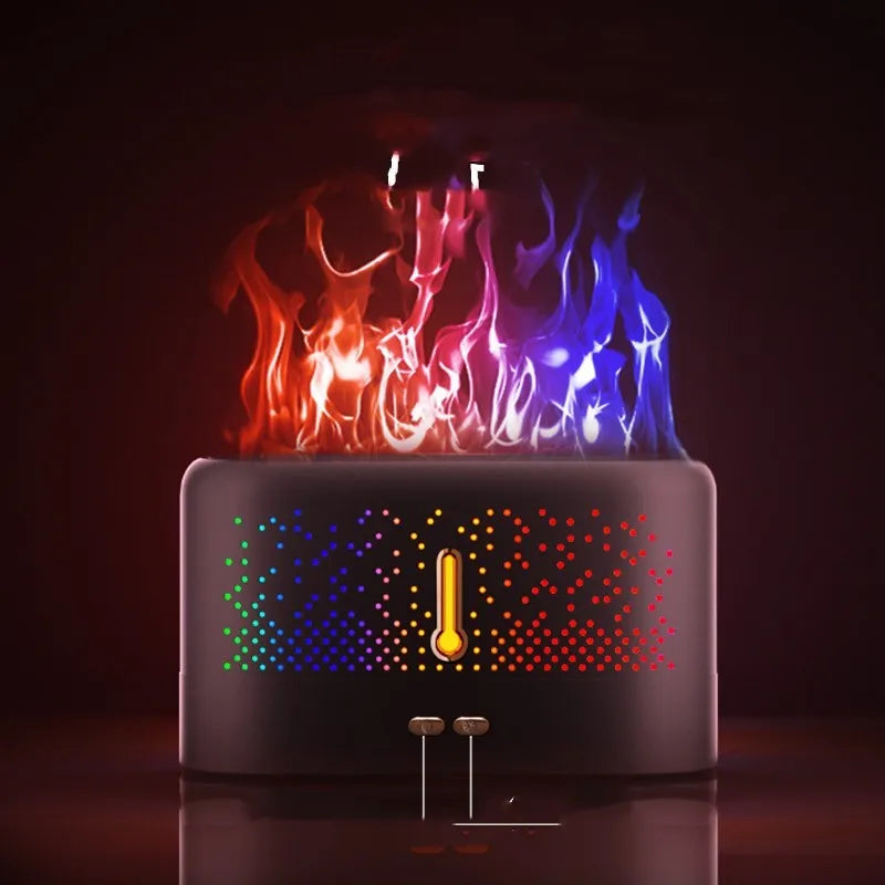 White ultrasonic aromatherapy diffuser with USB cable and essential oil bottle on packaging