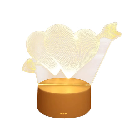 Creative 3D LED night light table lamp with acrylic flat screen, USB plug, 4W, Nordic style, 245x155x55mm