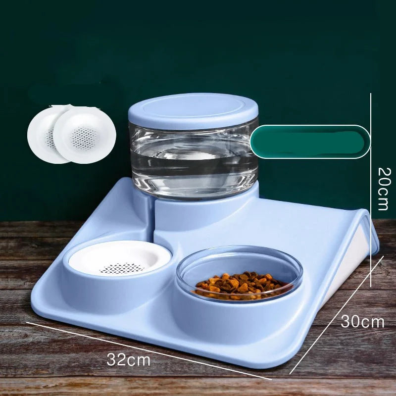 Automatic Feeder Water Fountain for pets with 1.8L capacity and non-plug-in design